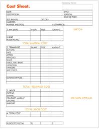 Cost Sheet Example For Developing Apparel Prodcut Fashion