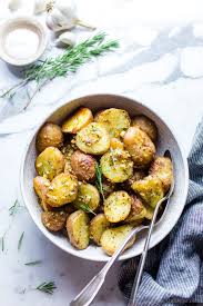 roasted garlic baby potatoes with rosemary