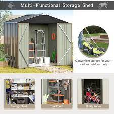 Patiowell 8 Ft W X 6 Ft D Outdoor Storage Brown Metal Shed With Sloping Roof 45 Sq Ft