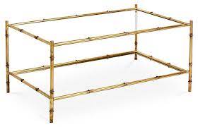Rectangle Gold Bamboo Tiered Coffee Table