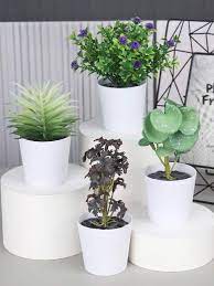 Mini Artificial Plants In Plastic Pots