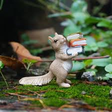 Tiny Squirrel Holding Books Miniature