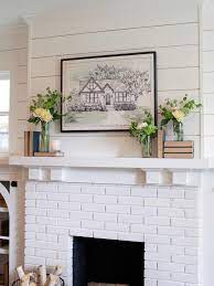 Shiplap And Painted Brick Fireplace