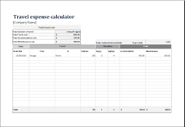 Travel Expense Calculator Template Excel Myvacationplan Org