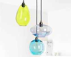 3 light pendant chandelier colored