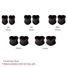 Bodyj4you Plugs Black Heart Tunnels Acrylic Ear Stretcher Expander Gauges Pair 2g 14mm 2 Pieces