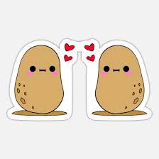 cute funny kawaii little potatoes in