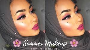 pink summer makeup tutorial bold lips