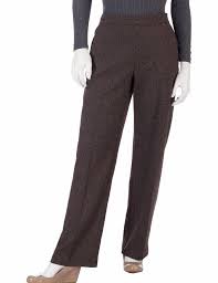 Briggs Womens Tweed Pants Pull On Comfort Slimming Brown