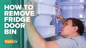 How to remove Samsung refrigerator door bin (left middle) part #  DA97-12652A - YouTube