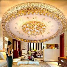 Round Crystal Led Absorb Dome Light Living Room Led Ceiling Lamp Diameter 80cm Contains 15 Led Bulbs Lighting Pop