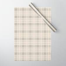 cream plaid wrapping paper by rose gold