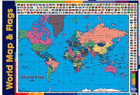 World Map Flags Chart Double Sided