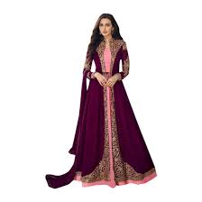 Amazon Com Purple Muslim Ethnic Designer Real Georgette