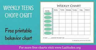 Free Printable Behavior Charts Ages 11 Acn Latitudes