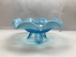 Vintage Light Blue Glass Bowl Whirled
