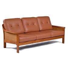 red solid teak wood sofa with