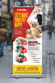 pet care clinic roll up banner psd