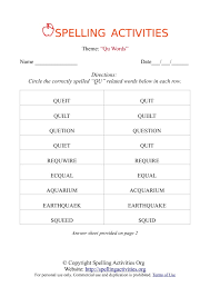 free printable spelling worksheets