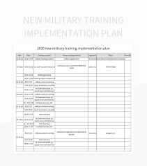 free military training plan templates