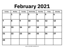 Free printable february 2021 calendar templates. February 2021 Calendars Printable Calendar 2021