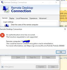 Remote Desktop Connection Error After Updating Windows 2018 05 08