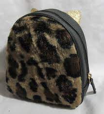 cheetah cat empty cosmetic bag