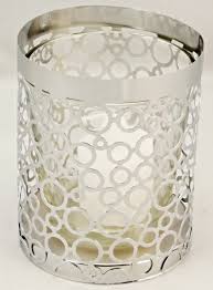 silver filigree round metal candle