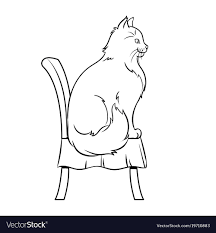 female cat sits on chair coloring book