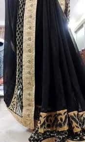 black gold georgette saree women s