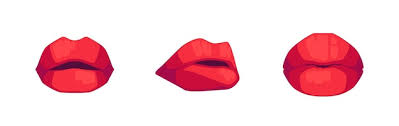 red lipstick sensual female mouths open