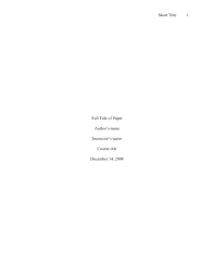 Apa Table Of Contents Template Davidbodner Co