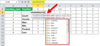 aggregate excel function how to use