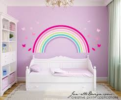 pink rainbow and erflies wall decal