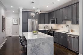 75 dark wood floor kitchen with gray