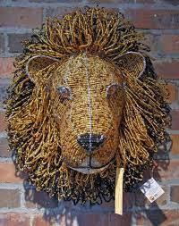 beaded lion head beaded wire art