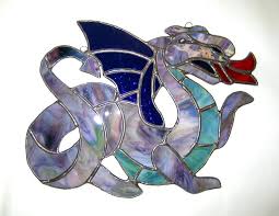 Welsh Dragon In Stained Glass Purple