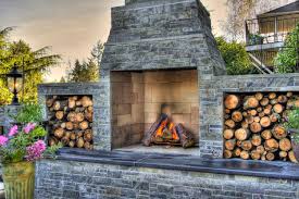 Outdoor Wood Fireplace Traditional