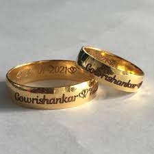 dual heart gold couple name rings