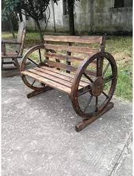 corbitt wagon wheel wooden garden bench