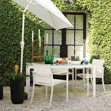 Modern White Glass Top Outdoor Table