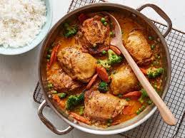 Curry Chicken Thighs And Rice gambar png