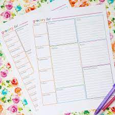free printable grocery list and meal