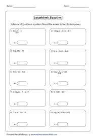 Logarithms Worksheets Printable Math