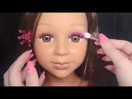 asmr kids makeup on doll head tapping