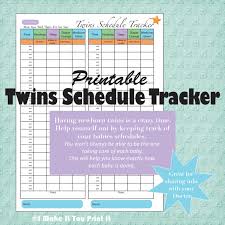 Printable Baby Schedule Tracker And Twins Schedule Tracker