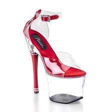 Platform High Pleaser Usa Glamour 742 Clear Red Clear