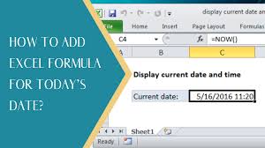 add excel formula for today s date