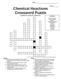 Chemical Reactions Crossword Puzzle
