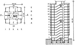 floor plan and vertical section in n s